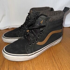 Used Men Size 9 US /Women Size 10.5 US- VANS Sk8-Hi MTE Black Tweed